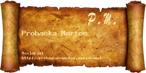 Prohaska Martos névjegykártya